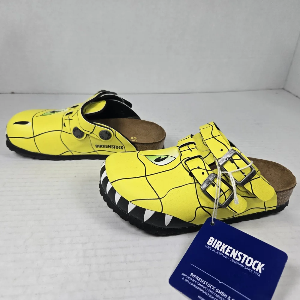 Birkenstock Kids Unisex Kay Clogs Yellow Monster Dinosaur Clogs Mules C8 toddler - Picture 3 of 10